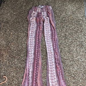 multicolored billabong flare pants